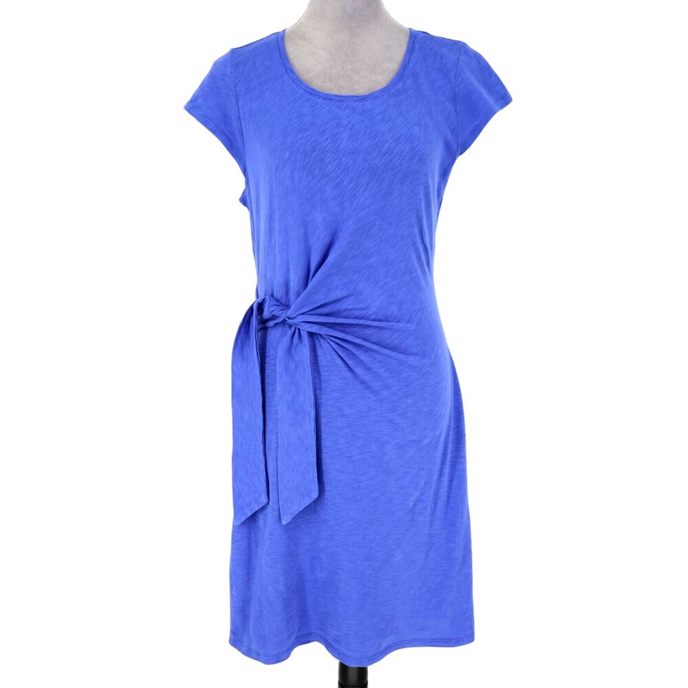 Talbots Dress Petites MP PM Blue Cotton T-shirt Tie Waist Beach Resort Vacation